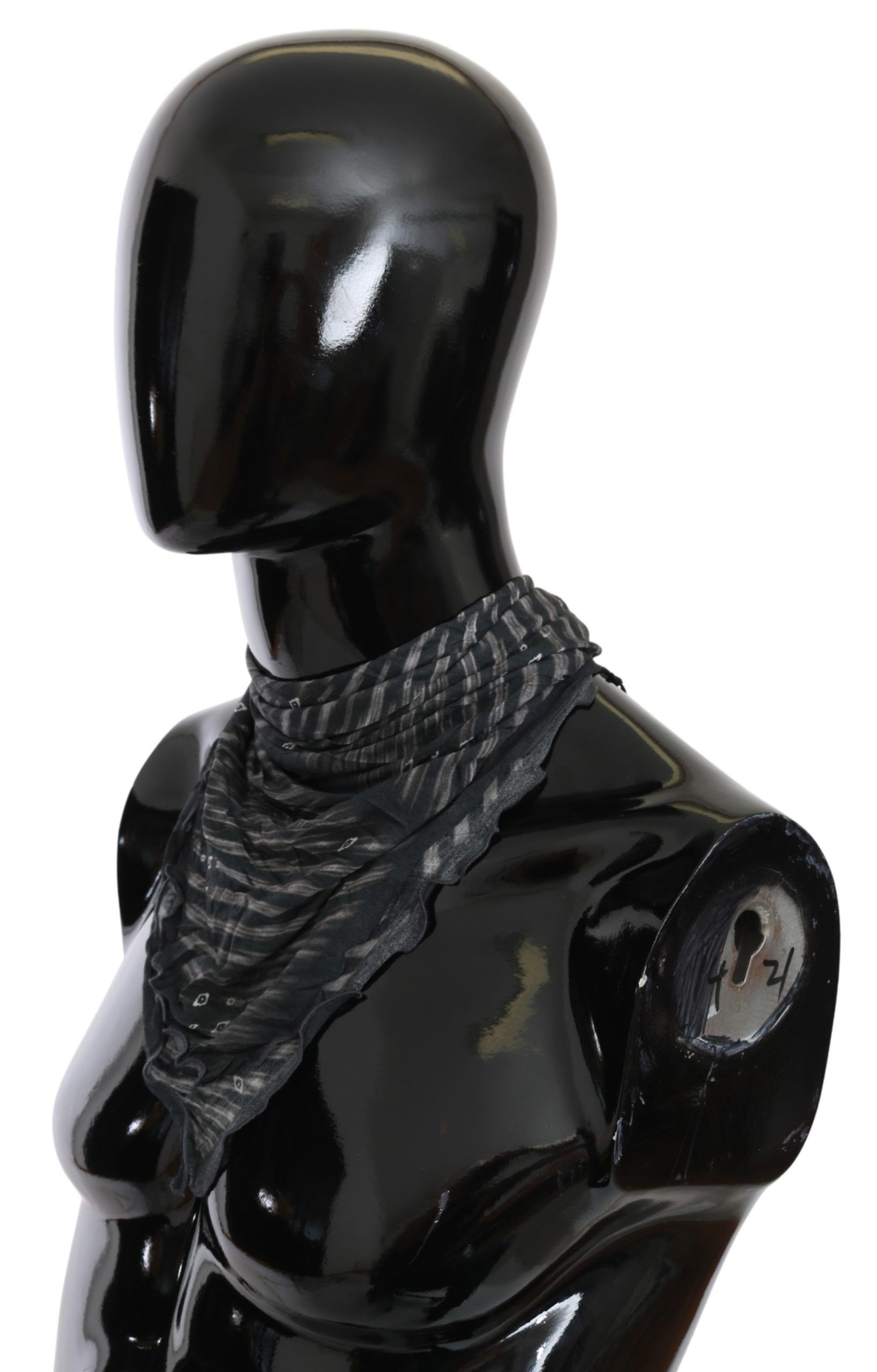 1308831.jpg Elegant Black Striped Men's Viscose Scarf - Image 2