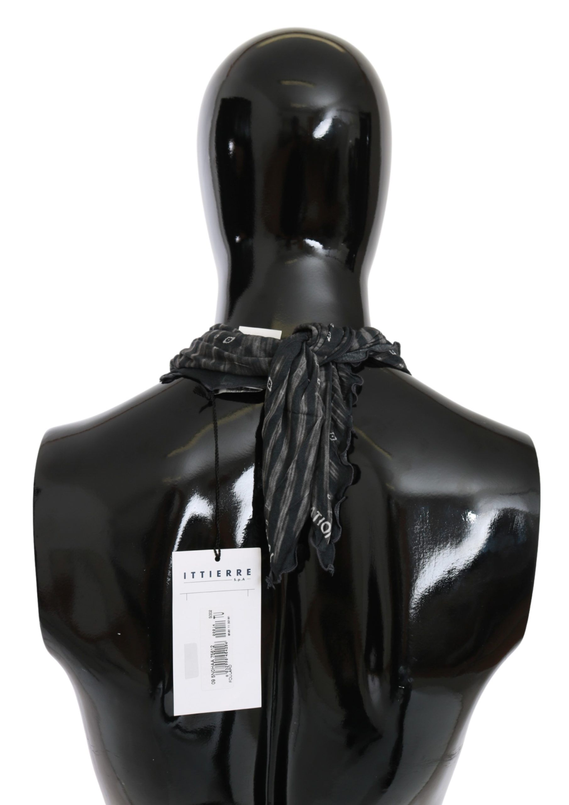 1308832.jpg Elegant Black Striped Men's Viscose Scarf - Image 3