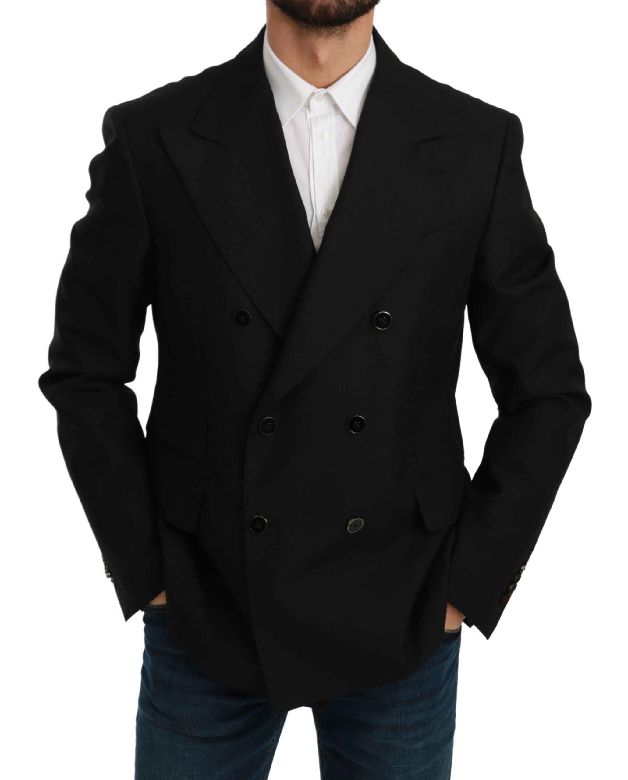 1309811.jpg Elegant Black Slim Fit Formal Blazer - Image 5