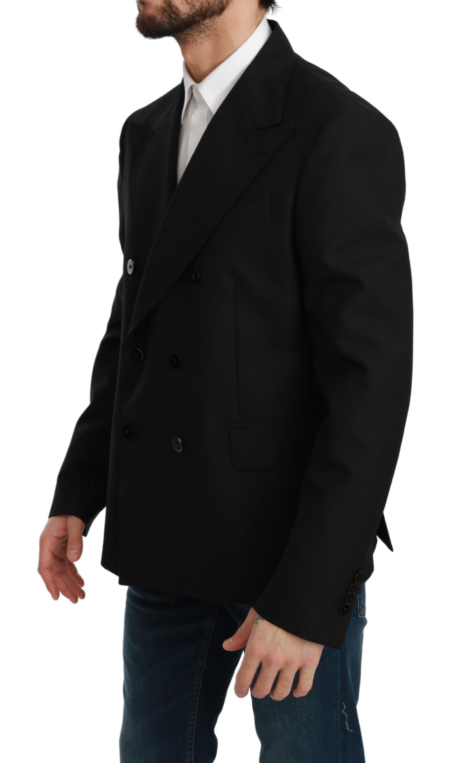 1309813.jpg Elegant Black Slim Fit Formal Blazer - Image 6