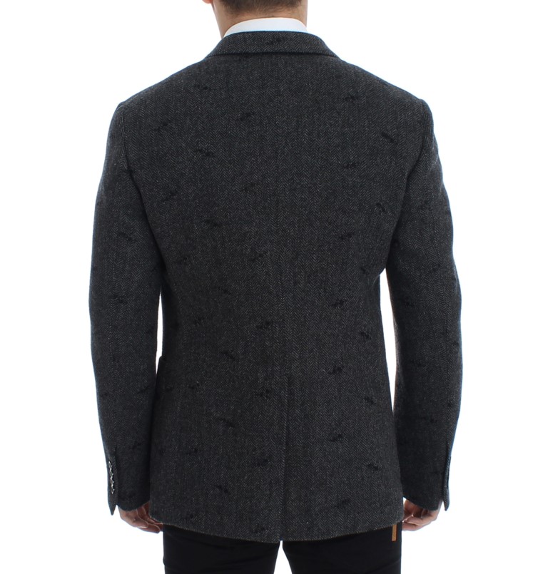 13106-gray-wool-two-button-blazer-2-2.jpg Embroidered Gray Wool Blend Blazer Jacket - Image 3