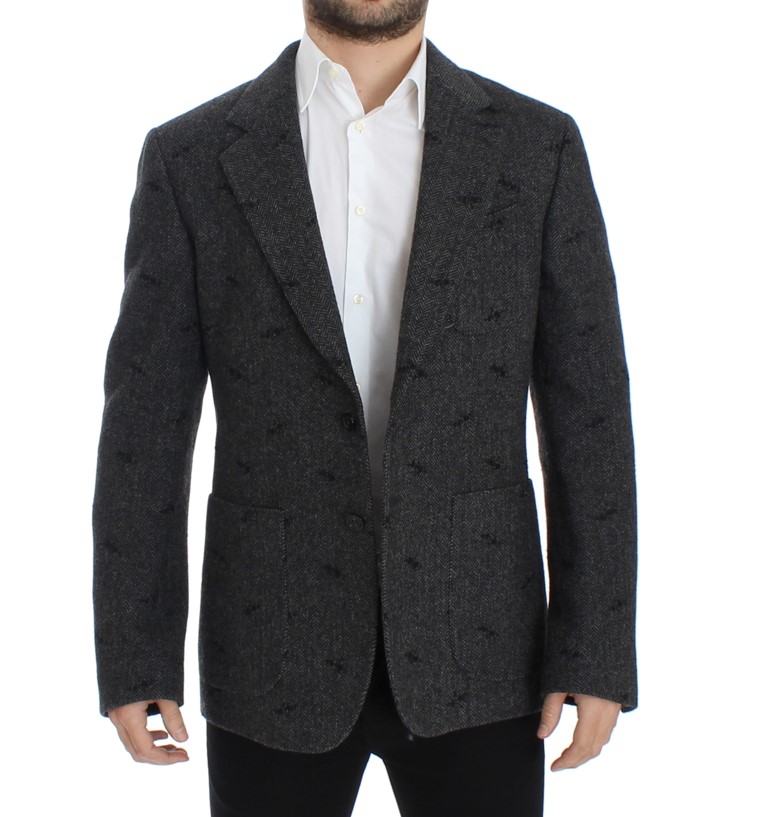 13106-gray-wool-two-button-blazer-2-4.jpg Embroidered Gray Wool Blend Blazer Jacket - Image 5