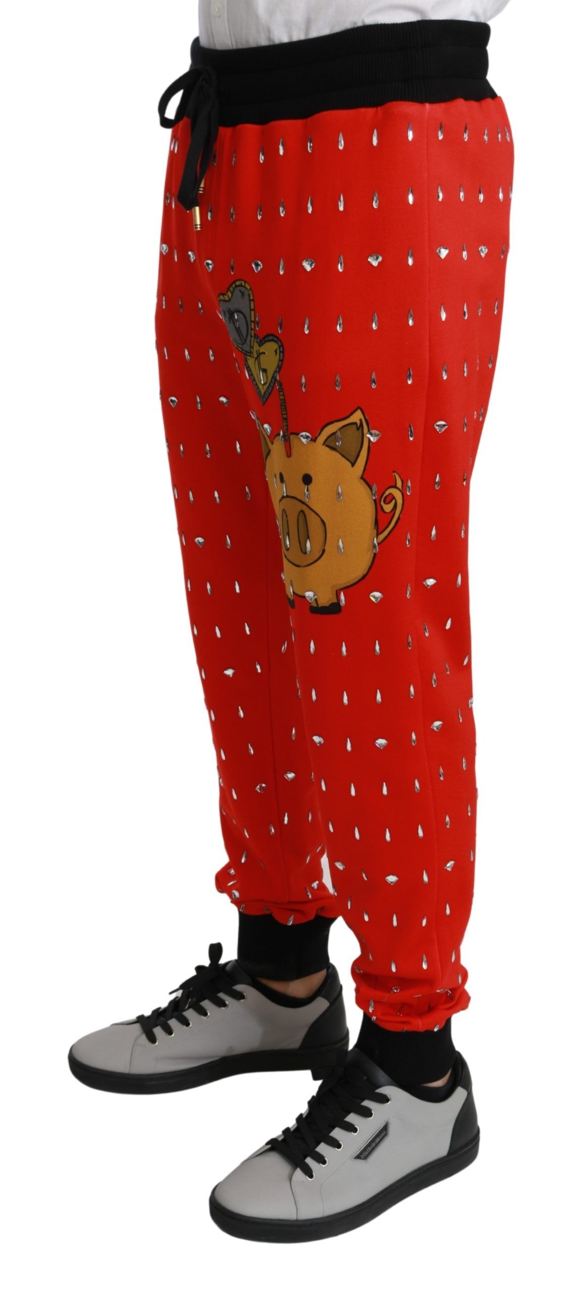 1310900.jpg Chic Red Piggy Bank Print Sweatpants - Image 2