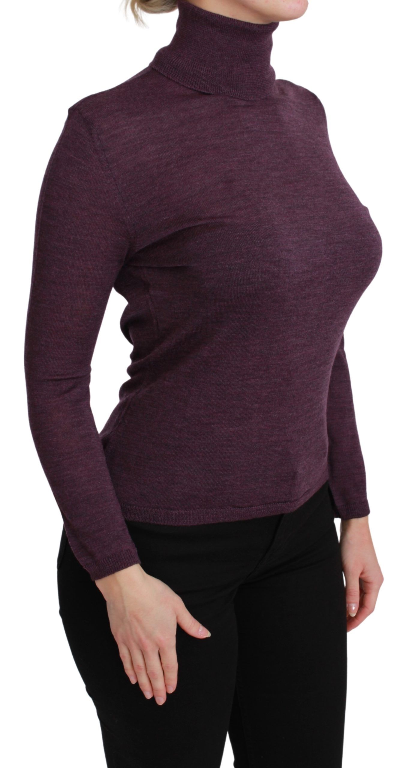 1315778.jpg Elegant Turtleneck Wool Sweater in Purple - Image 2