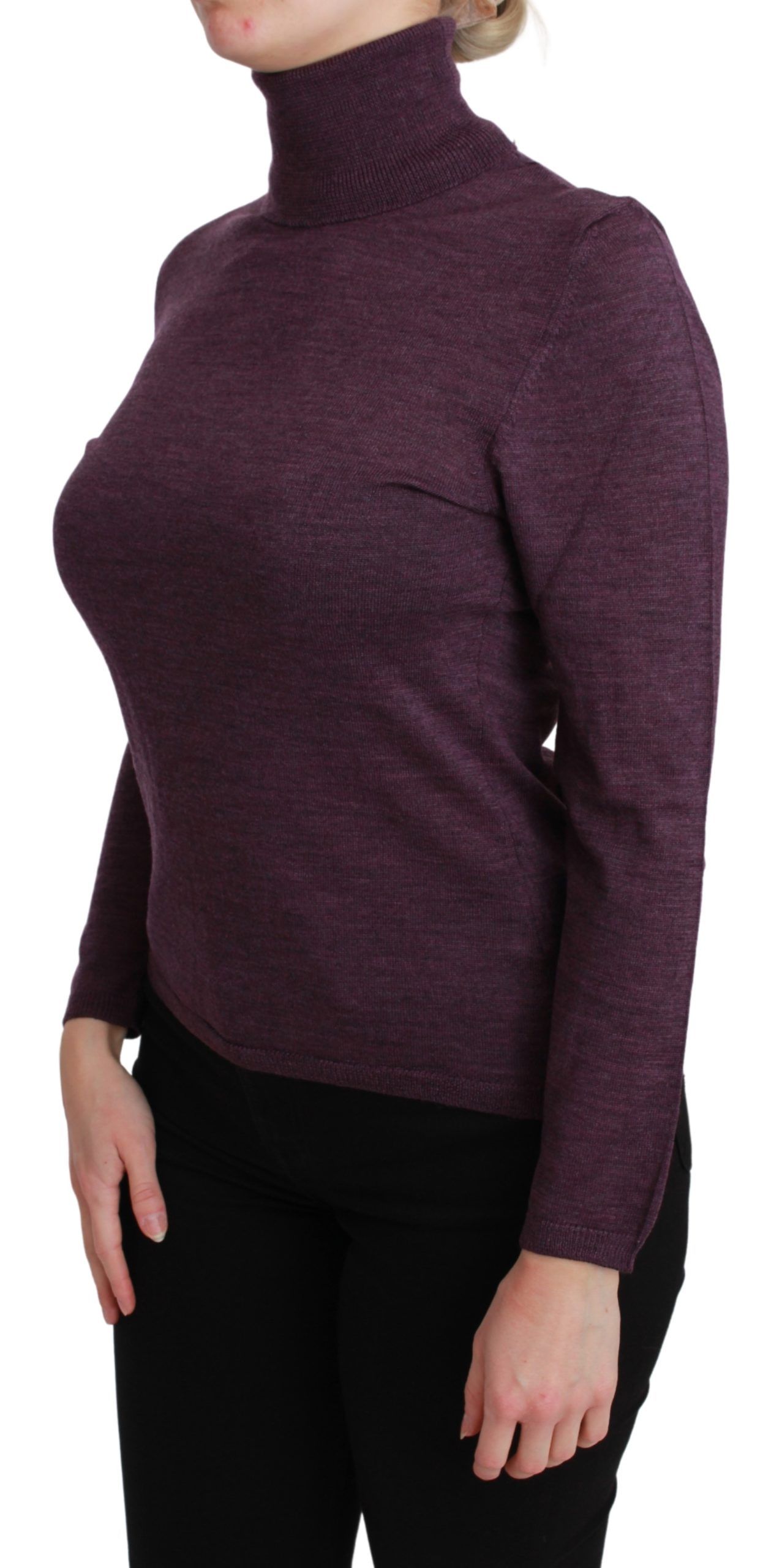 1315779.jpg Elegant Turtleneck Wool Sweater in Purple - Image 3