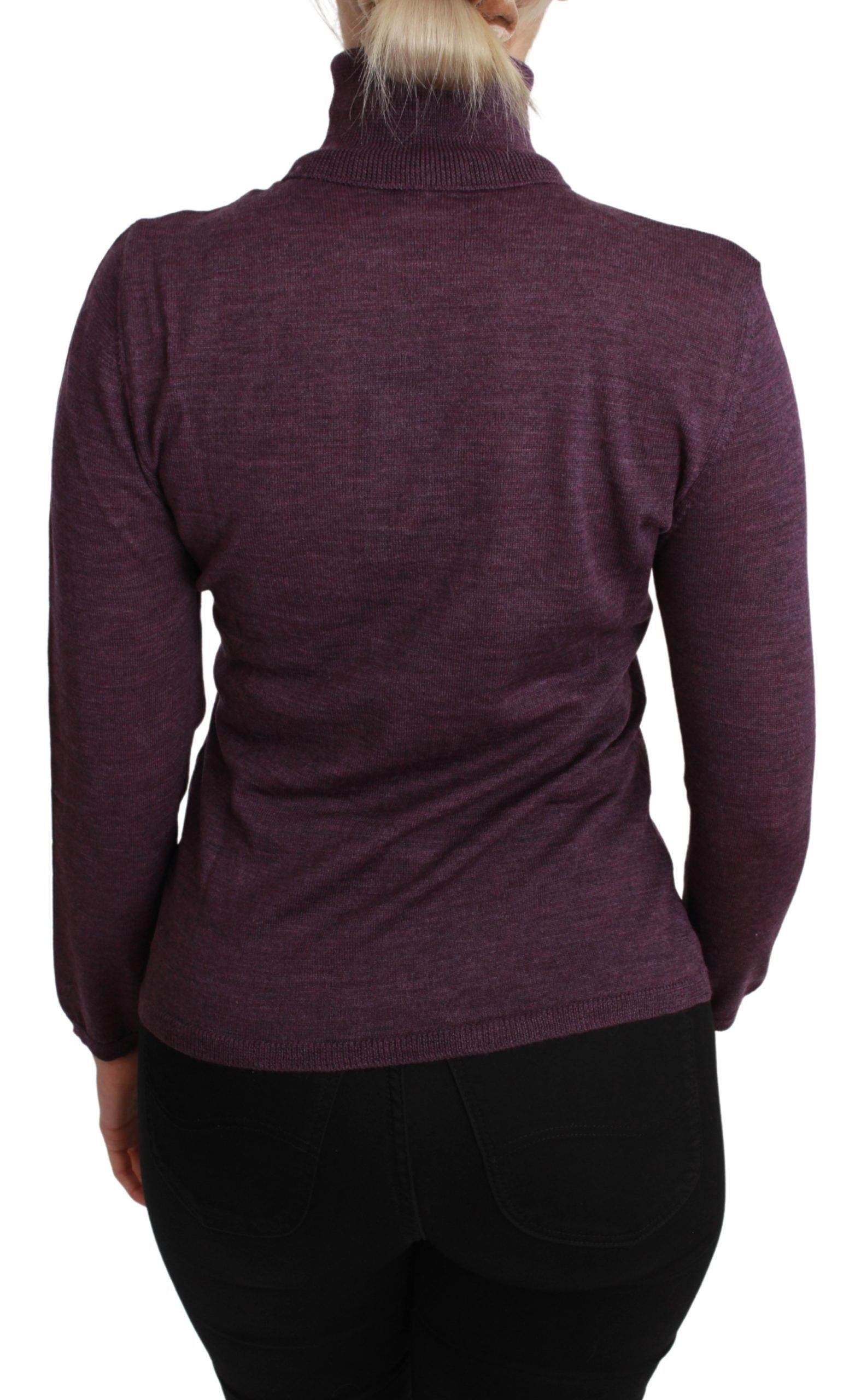 1315780.jpg Elegant Turtleneck Wool Sweater in Purple - Image 4