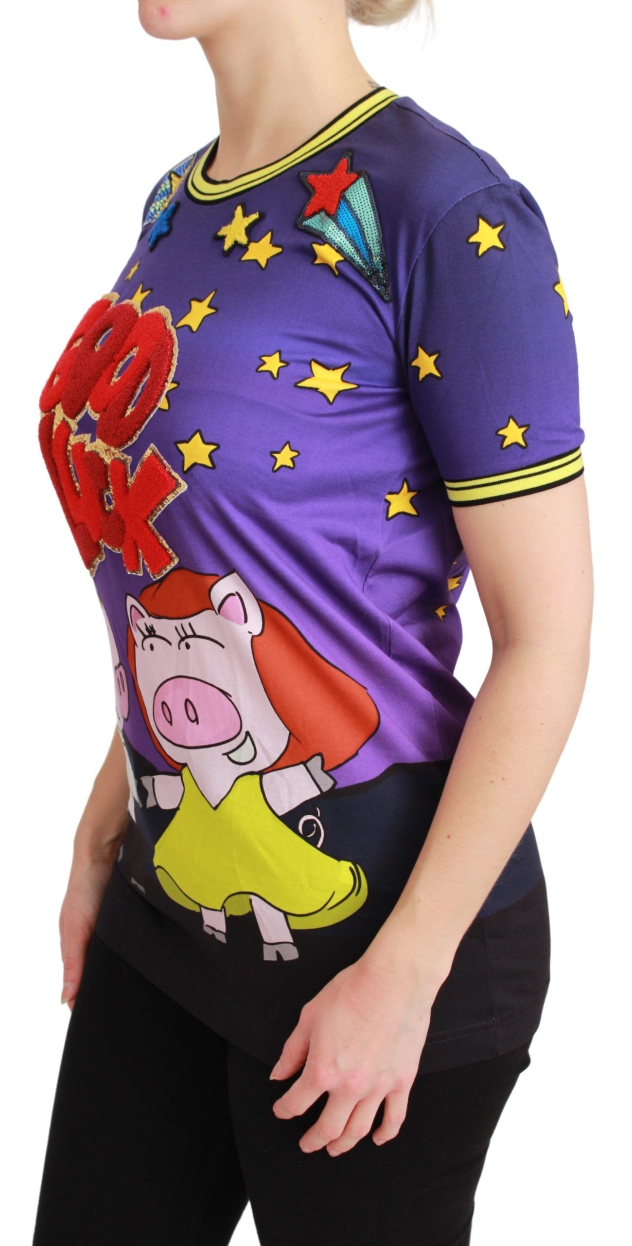 1316048.jpg Elegant Crewneck Motive Tee in Purple - Image 3