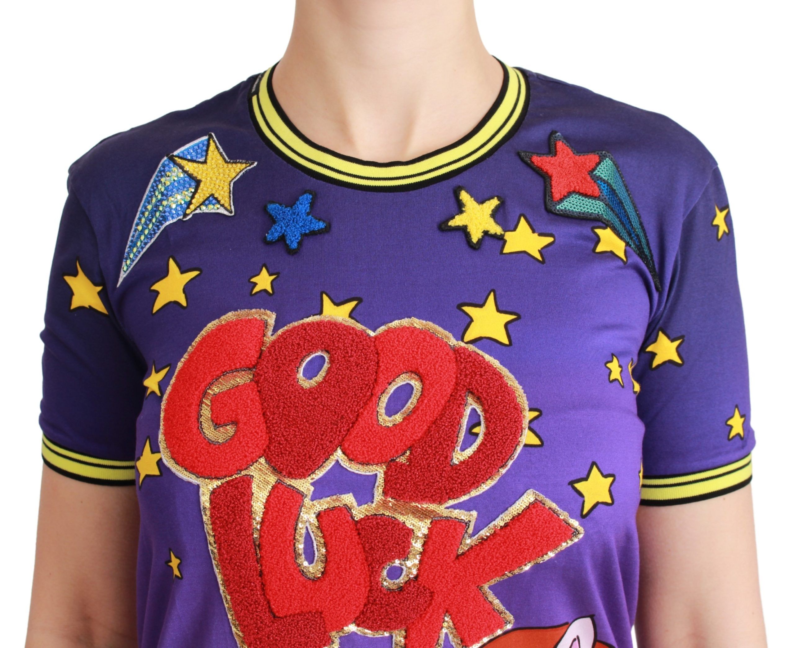 1316050.jpg Elegant Crewneck Motive Tee in Purple - Image 5