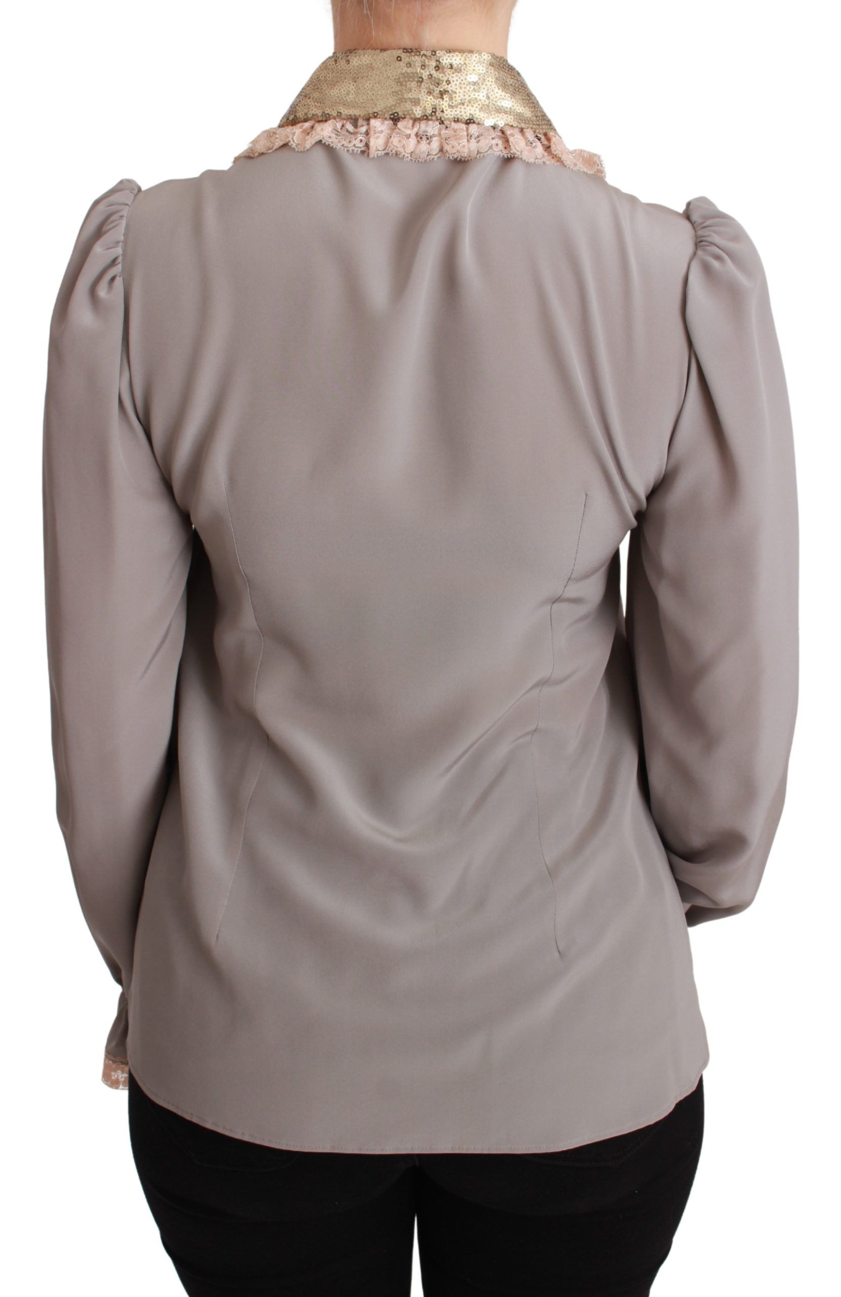 1322608.jpg Elegant Silk Blend Sequin Collar Shirt - Image 3