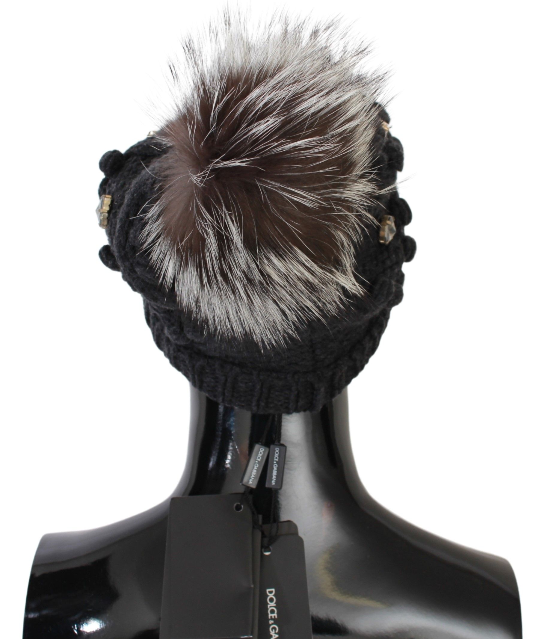 1372923.jpg Elegant Gray Fur Crystal Beanie - Image 3