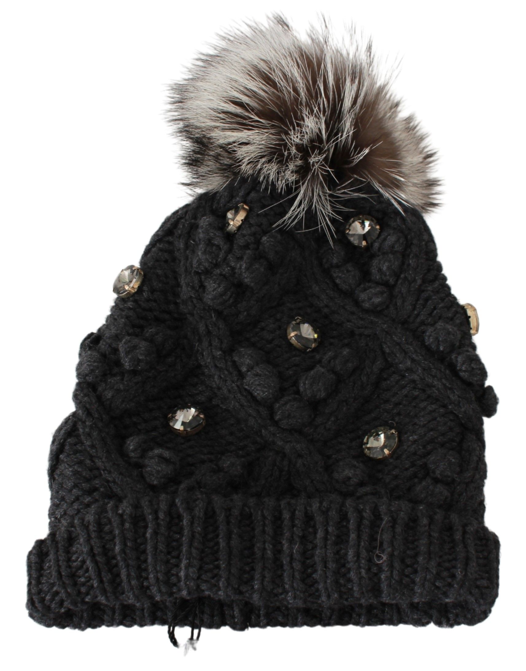 1372924.jpg Elegant Gray Fur Crystal Beanie - Image 4