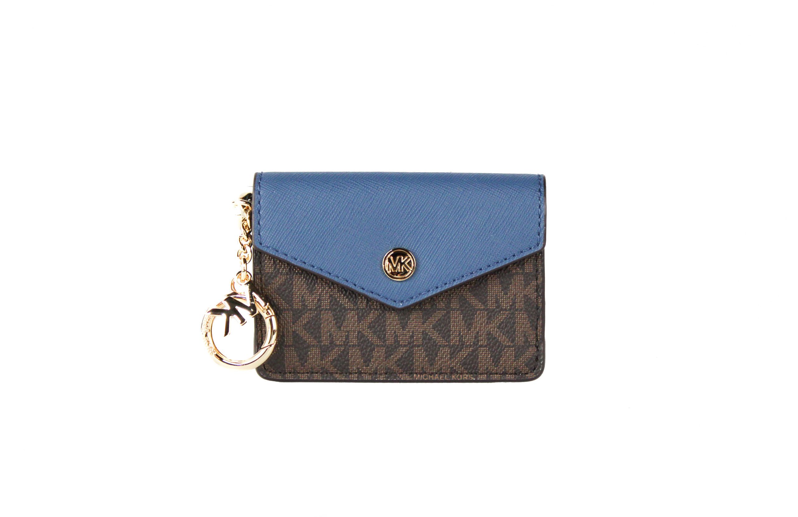 Kala Small Signature Leather Flap Key Ring Card Case (Dark Chambray)
