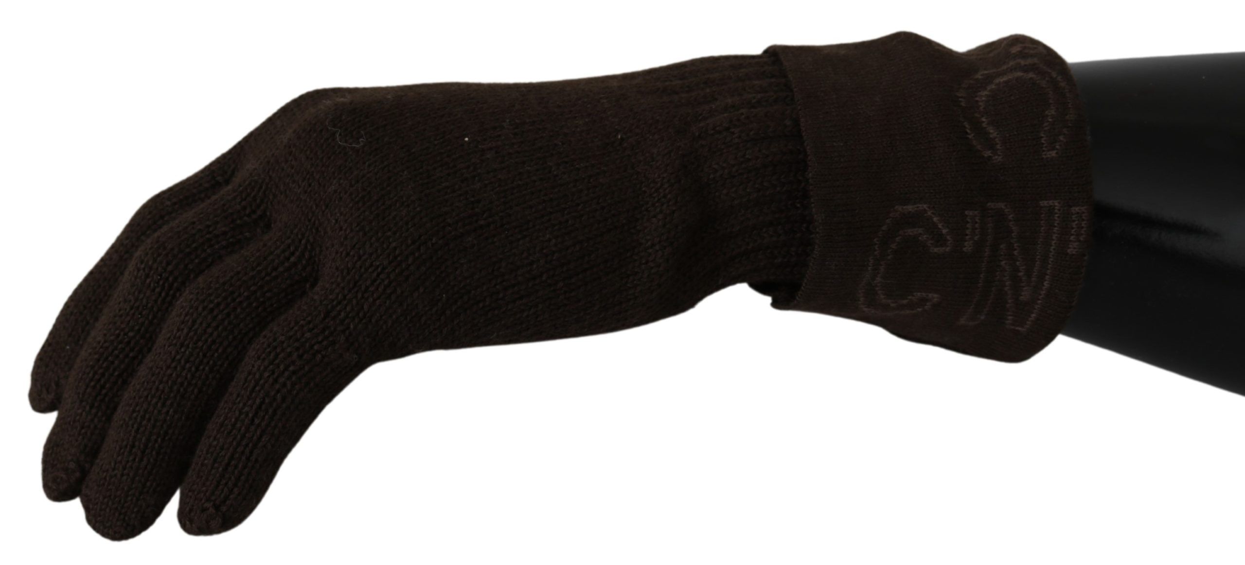 1390459.jpg Elegant Brown Knitted Gloves - Image 5