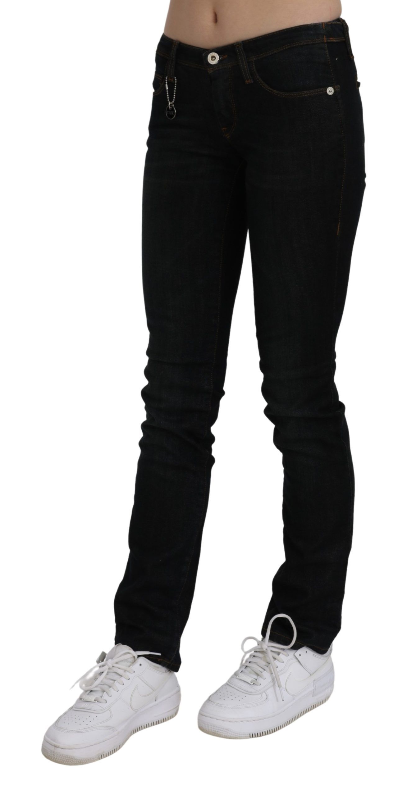 1399072.jpg Chic Black Mid Waist Slim Fit Denim Jeans - Image 3