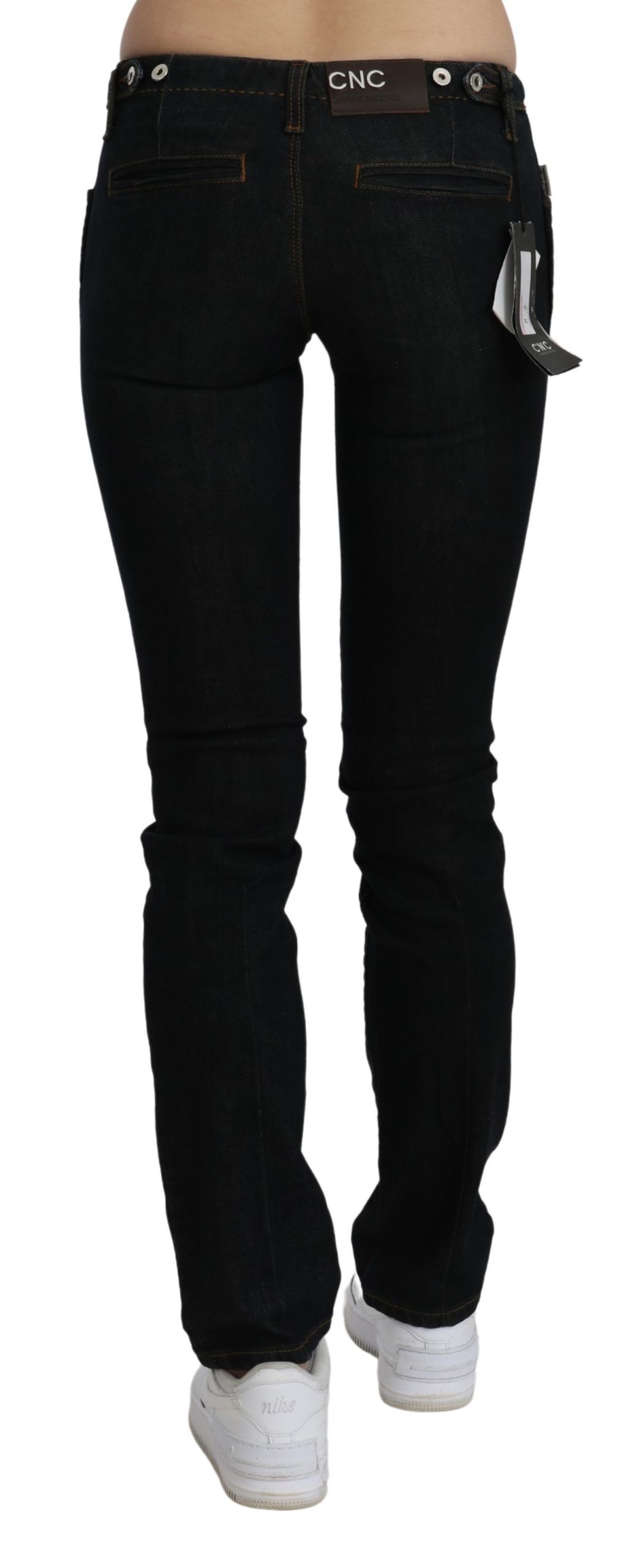 1399073.jpg Chic Black Mid Waist Slim Fit Denim Jeans - Image 4