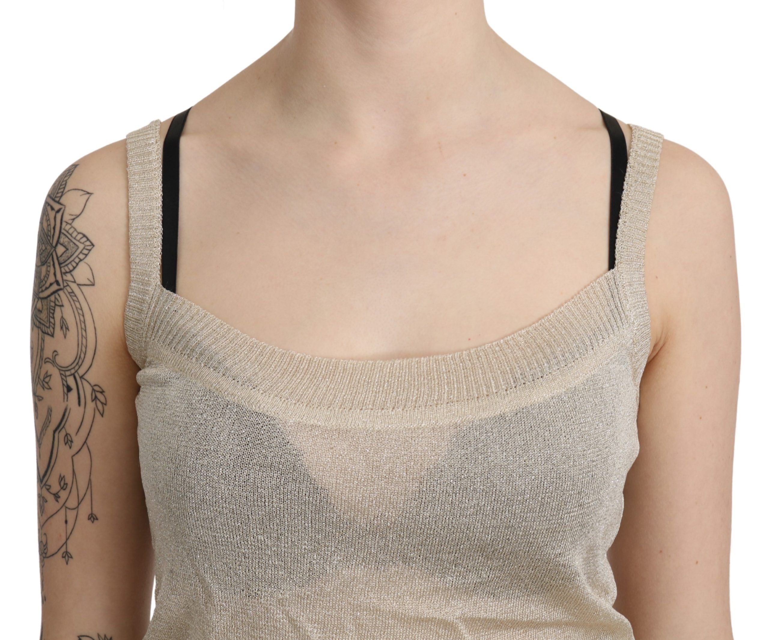 1399115.jpg Elegant Beige Sleeveless Spaghetti Strap Tank - Image 5
