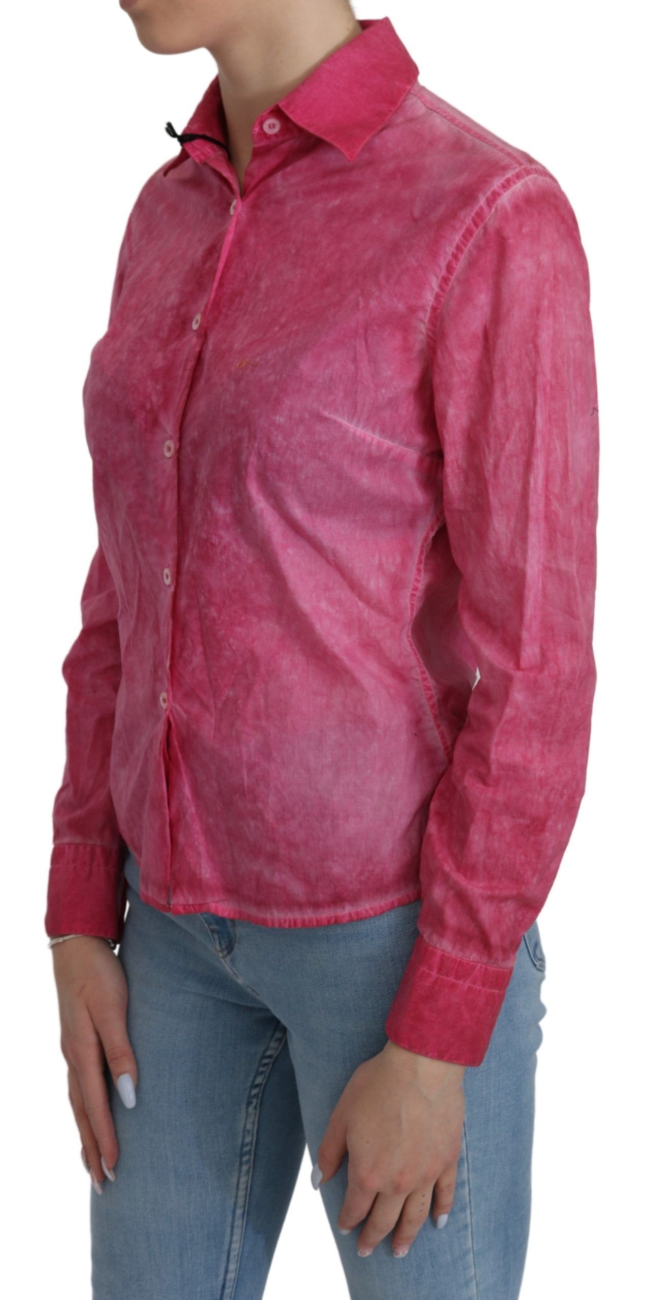 1399129.jpg Chic Pink Cotton Polo Blouse by Ermanno Scervino - Image 3