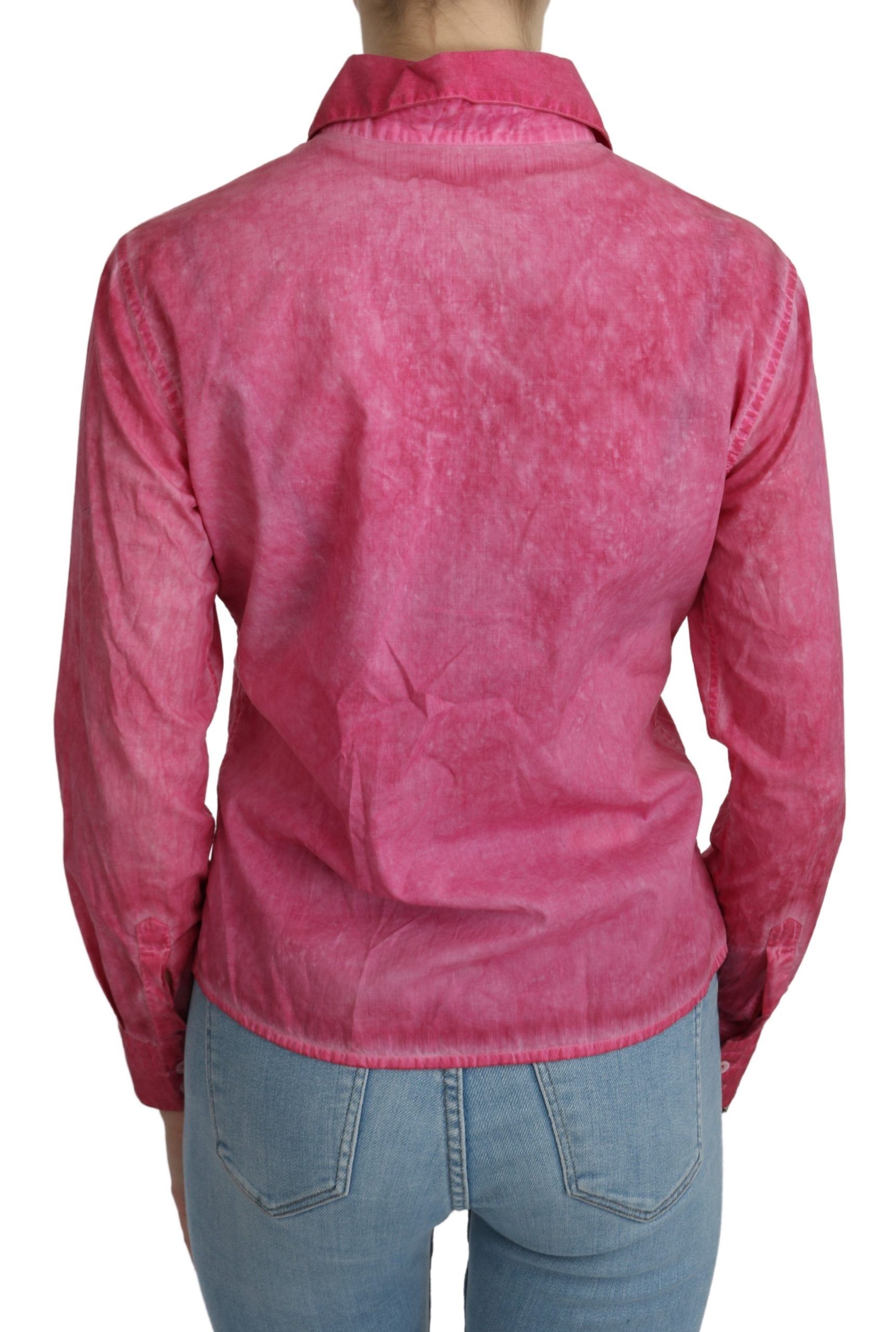 1399130.jpg Chic Pink Cotton Polo Blouse by Ermanno Scervino - Image 4