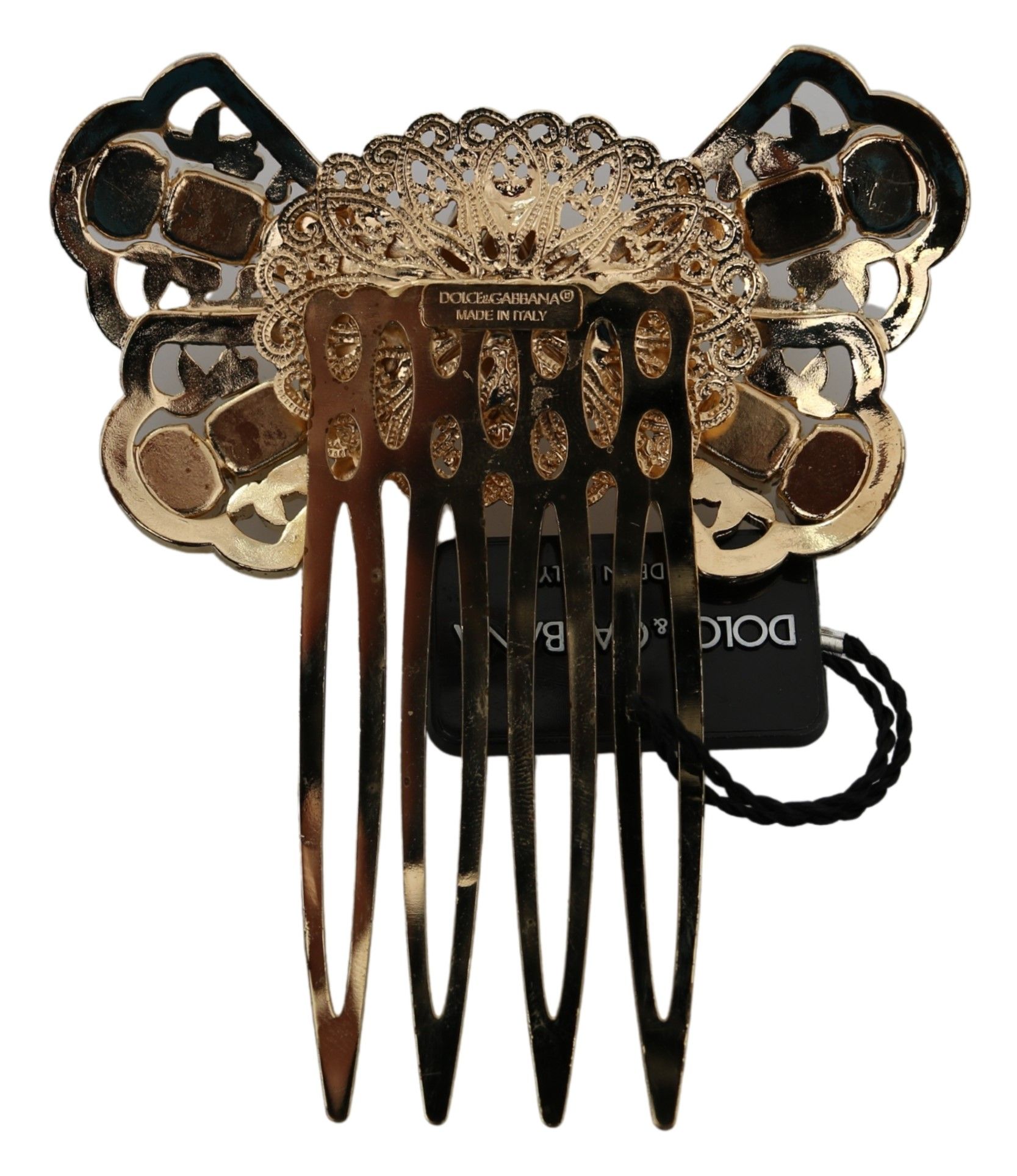 1407433.jpg Elegant Gold Crystal Bow Hair Comb - Image 2