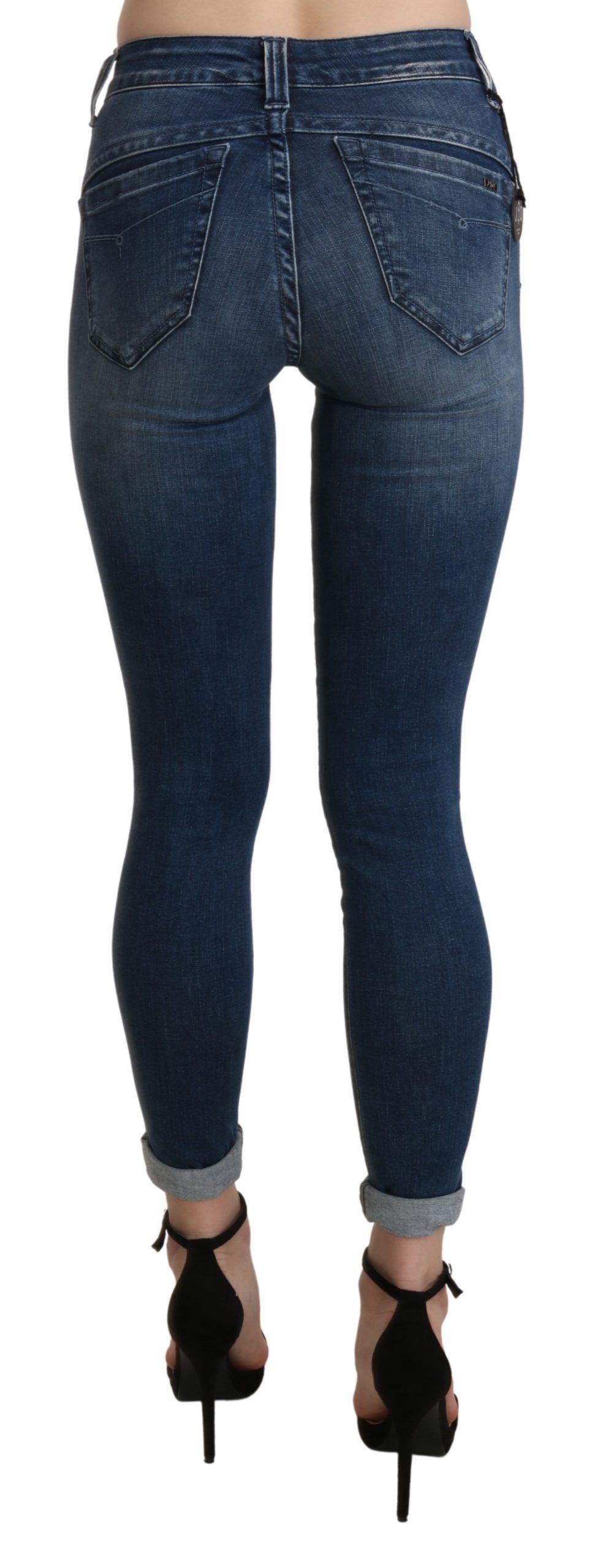 1437072.jpg Chic Blue High Waist Cropped Jeans - Image 3