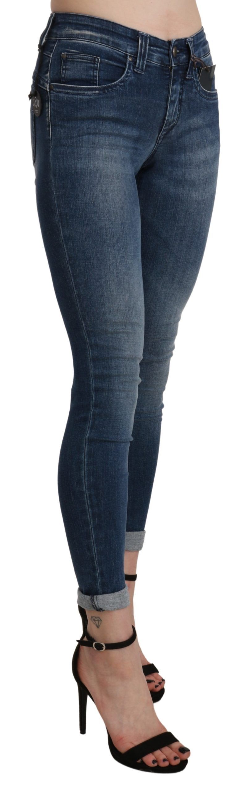 1437074.jpg Chic Blue High Waist Cropped Jeans - Image 4