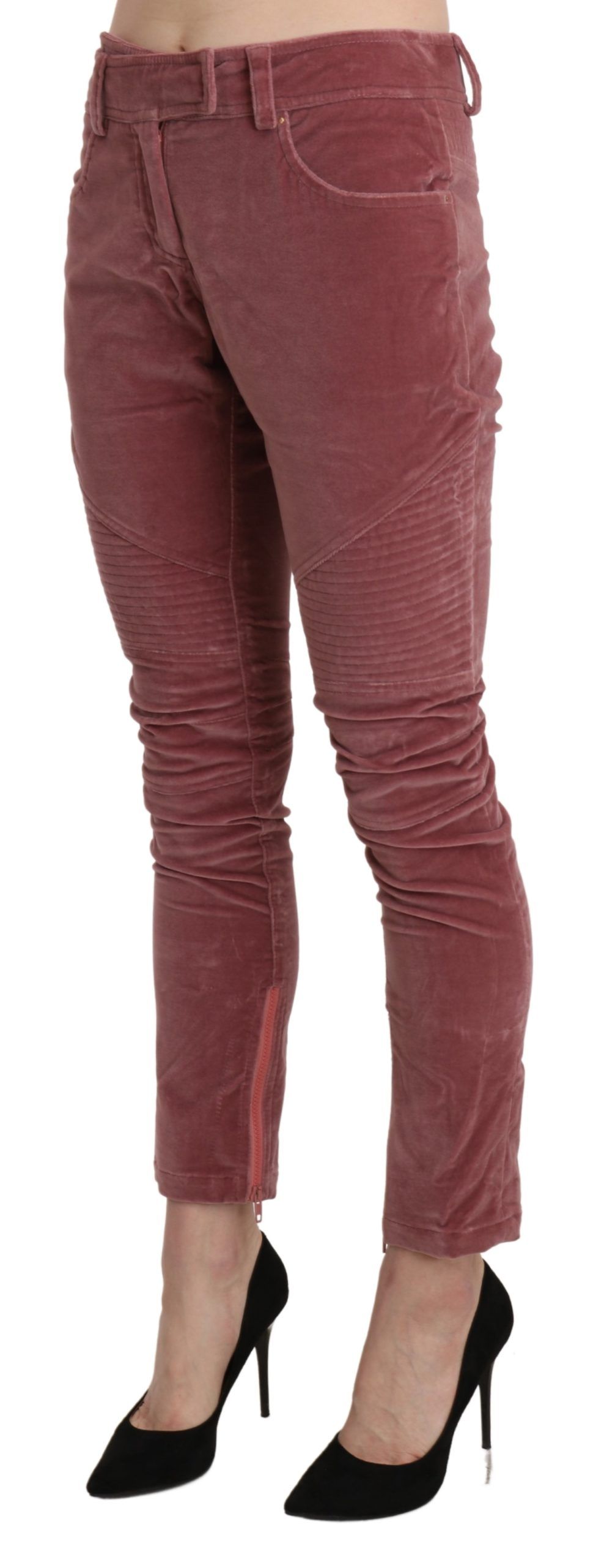 1437106.jpg Chic Red Mid Waist Skinny Trousers - Image 2