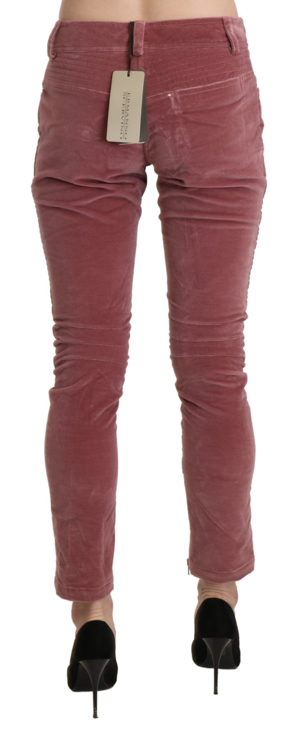 1437107.jpg Chic Red Mid Waist Skinny Trousers - Image 3