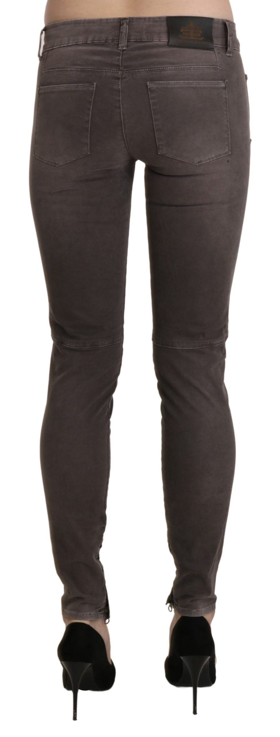 1437176.jpg Chic Brown Low Waist Skinny Trousers - Image 3