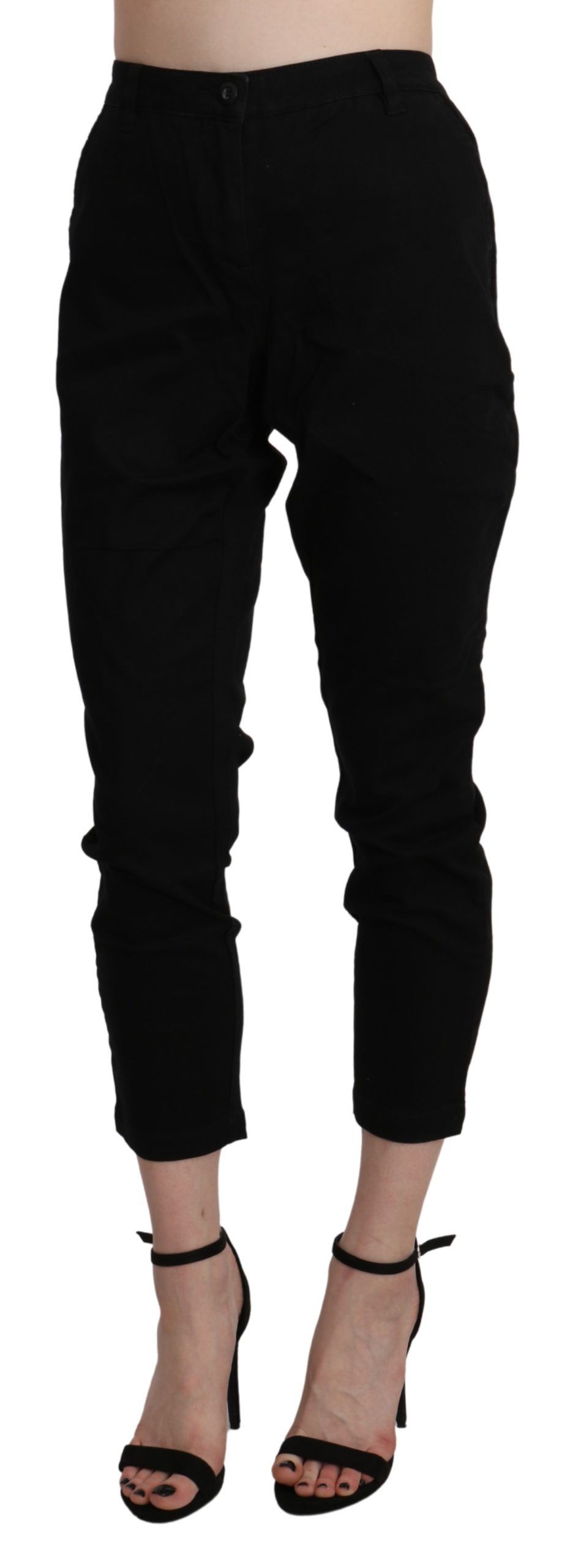 1437327.jpg Chic High Waist Cropped Black Jeans - Image 2