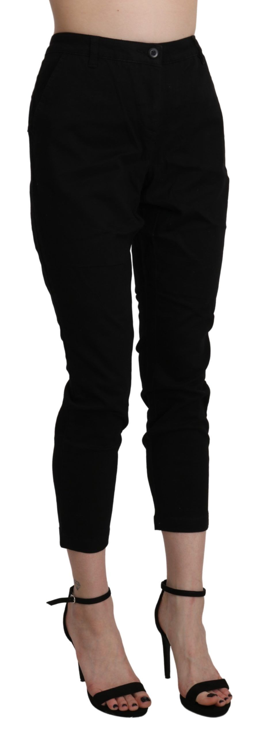 1437330.jpg Chic High Waist Cropped Black Jeans - Image 4