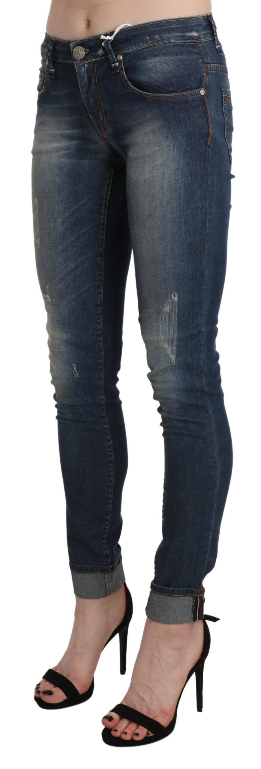 1437408.jpg Chic Blue Washed Skinny Cropped Jeans - Image 2