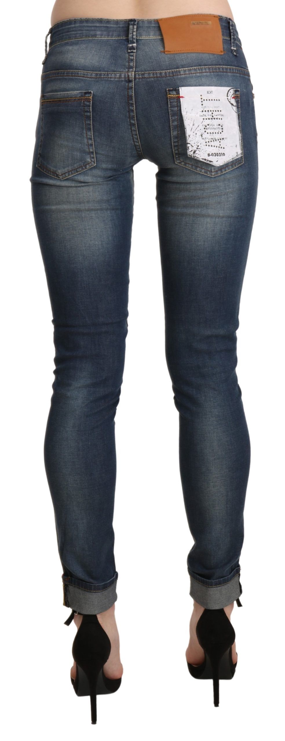 1437409.jpg Chic Blue Washed Skinny Cropped Jeans - Image 3