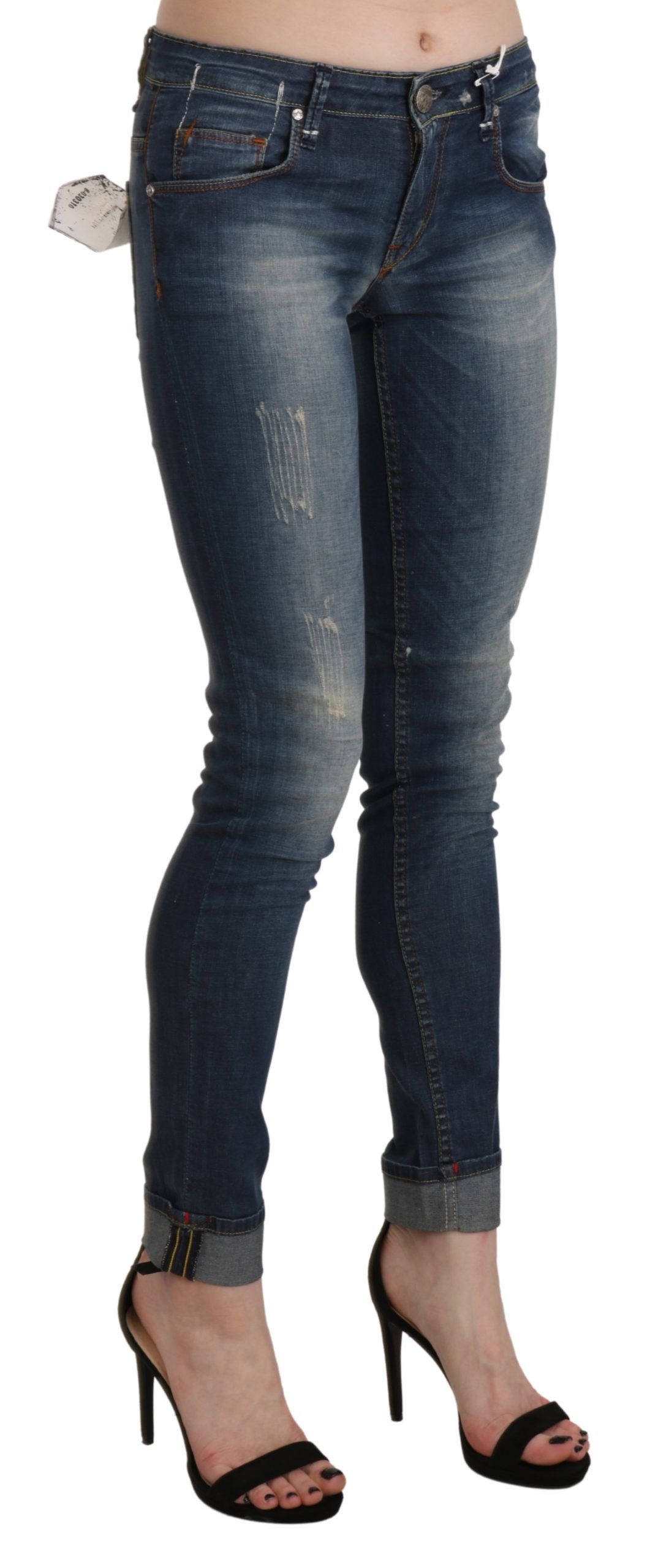 1437411.jpg Chic Blue Washed Skinny Cropped Jeans - Image 4