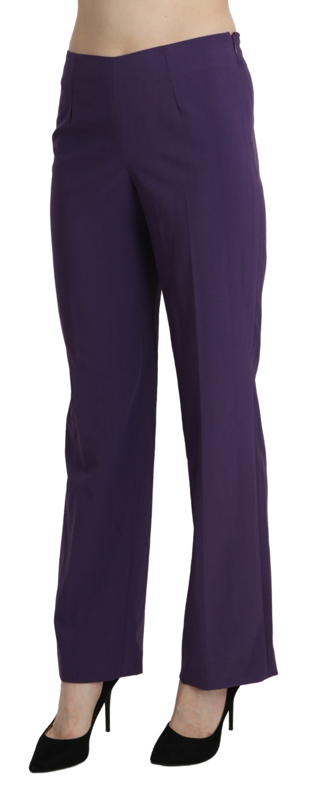 1437697.jpg Elegant High Waist Violet Straight Pants - Image 2