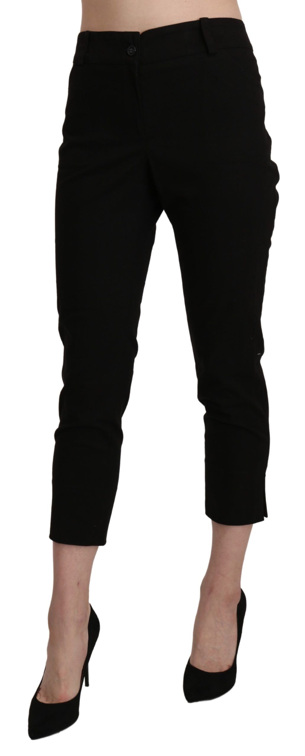1437760.jpg Elegant Black High Waist Cropped Pants - Image 2