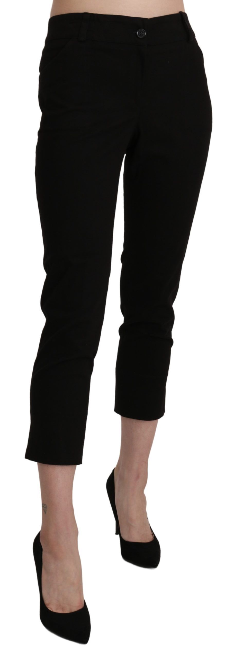 1437763.jpg Elegant Black High Waist Cropped Pants - Image 3