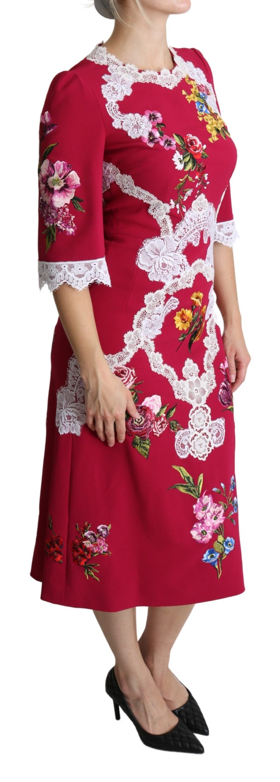 1445926.jpg Floral Embroidered Sheath Midi Dress - Image 2