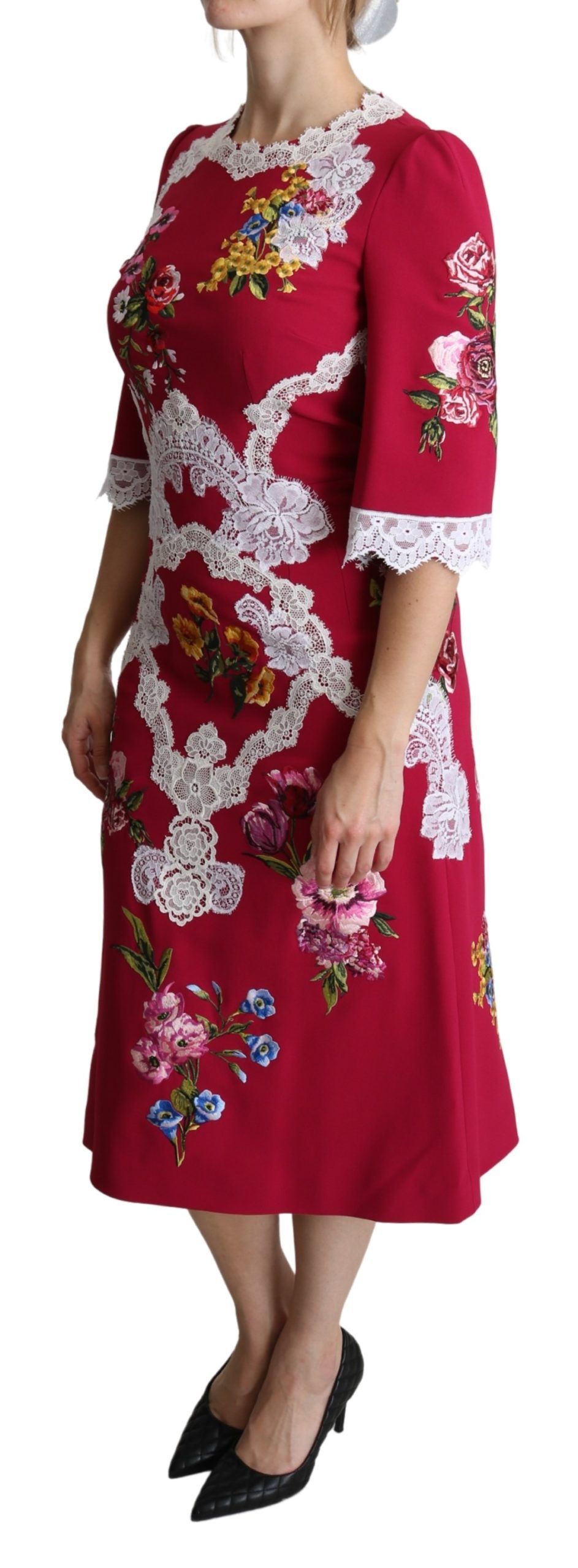 1445927.jpg Floral Embroidered Sheath Midi Dress - Image 3