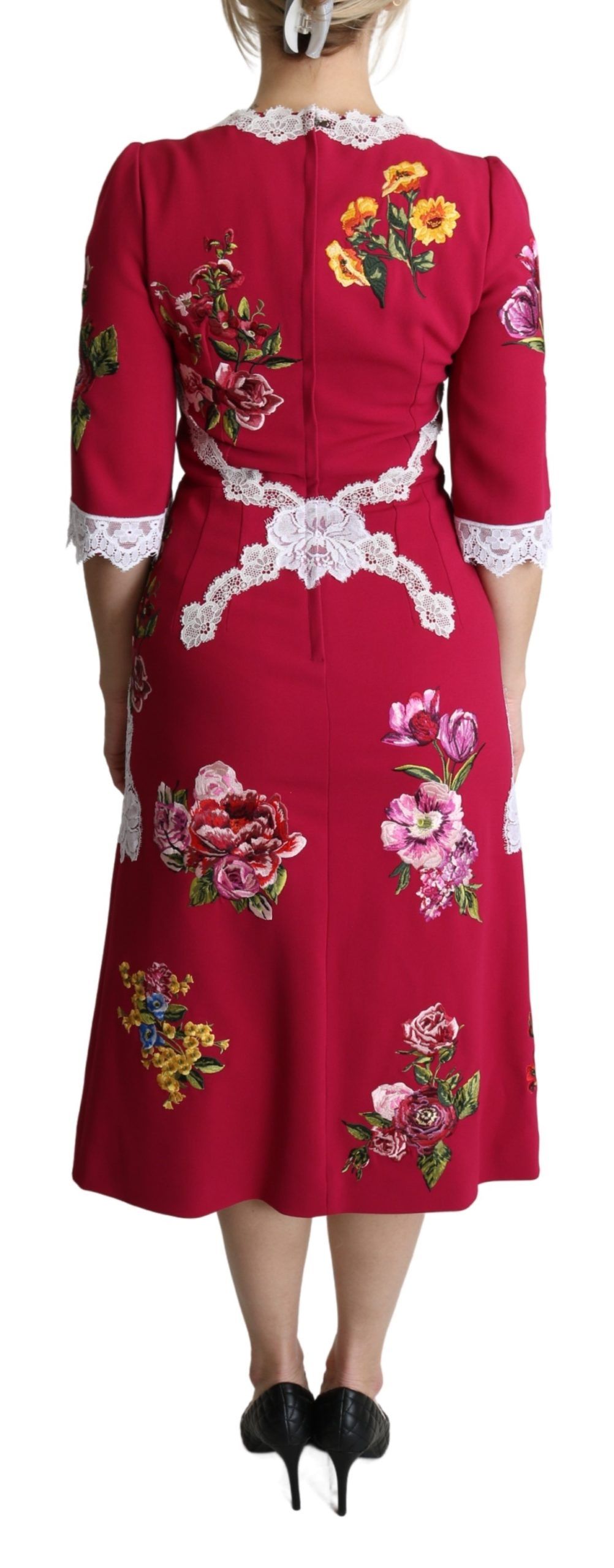 1445928.jpg Floral Embroidered Sheath Midi Dress - Image 4