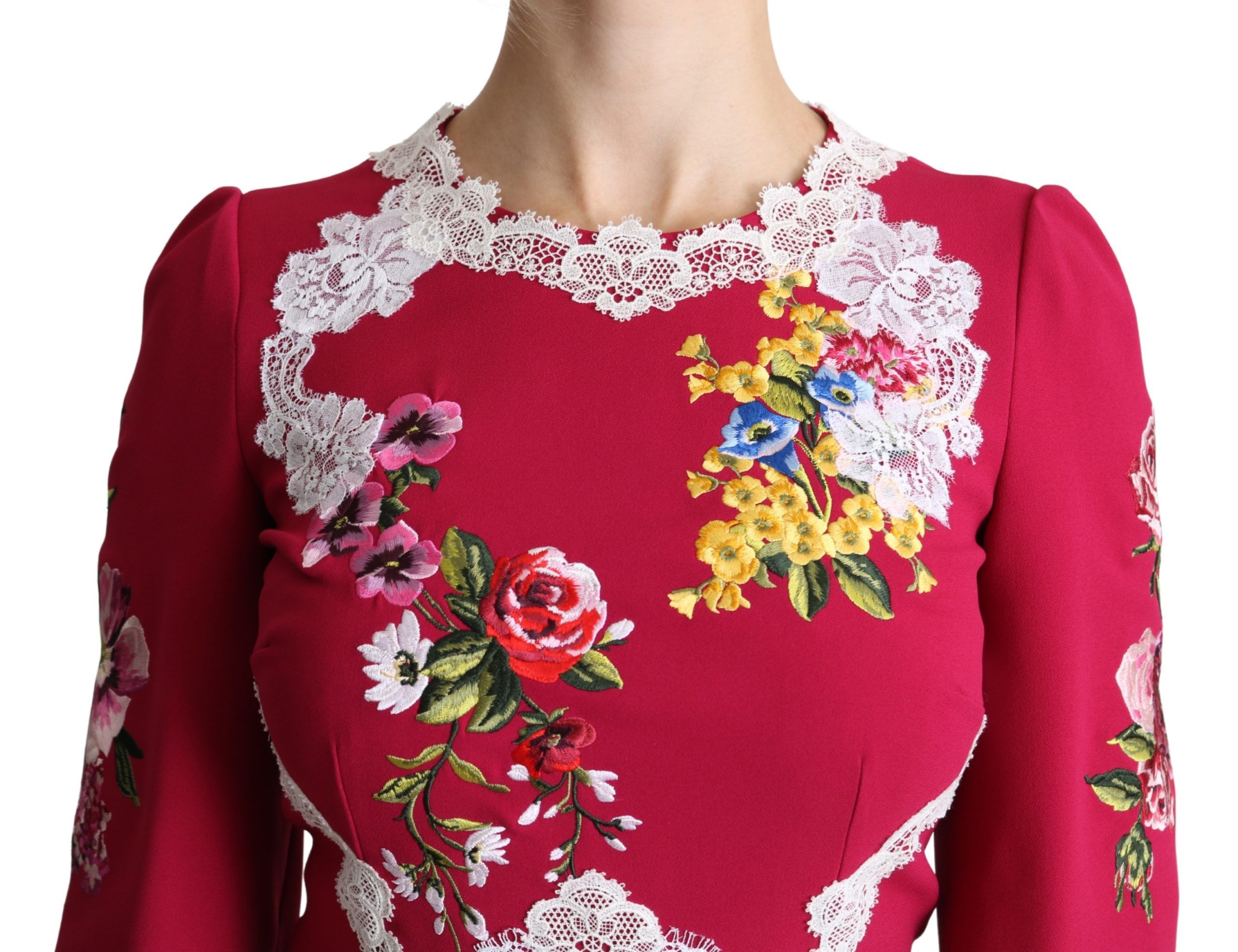 1445929.jpg Floral Embroidered Sheath Midi Dress - Image 5