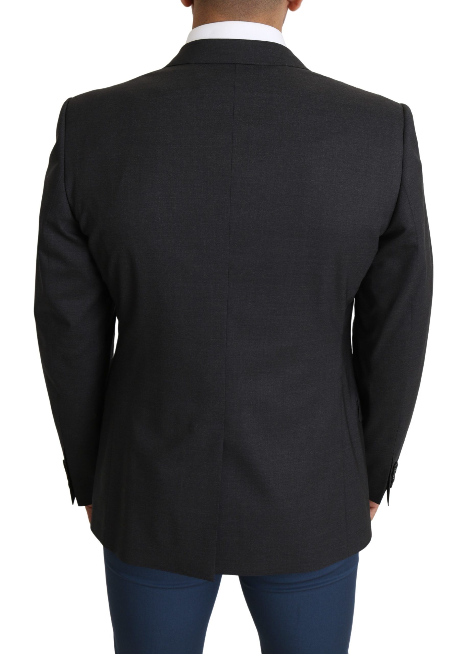 1456299.jpg Elegant Gray Wool Silk Blend Slim Fit Blazer - Image 5