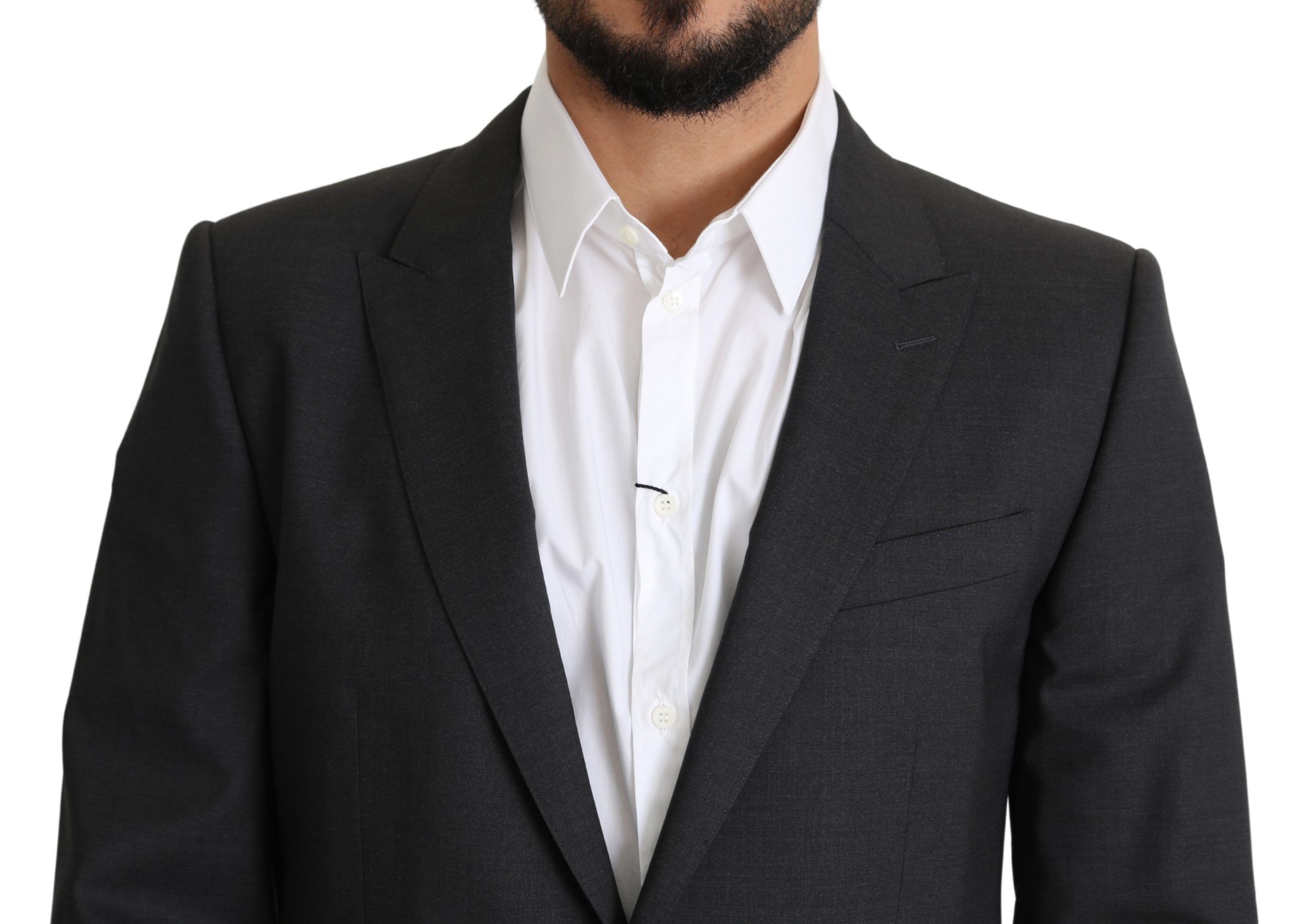 1456300.jpg Elegant Gray Wool Silk Blend Slim Fit Blazer - Image 6