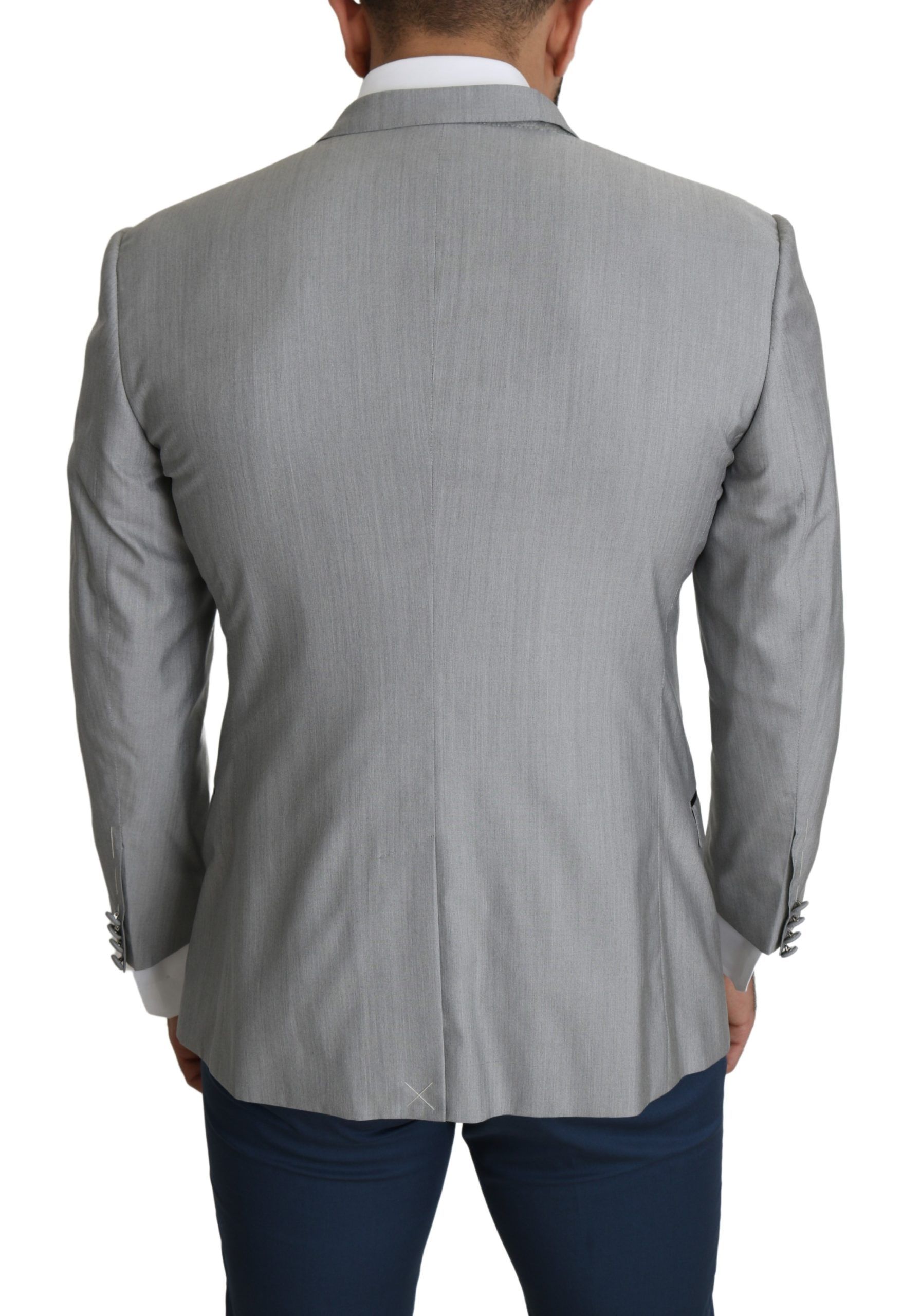 1456399.jpg Elegant Silk Blend Light Gray Blazer - Image 3