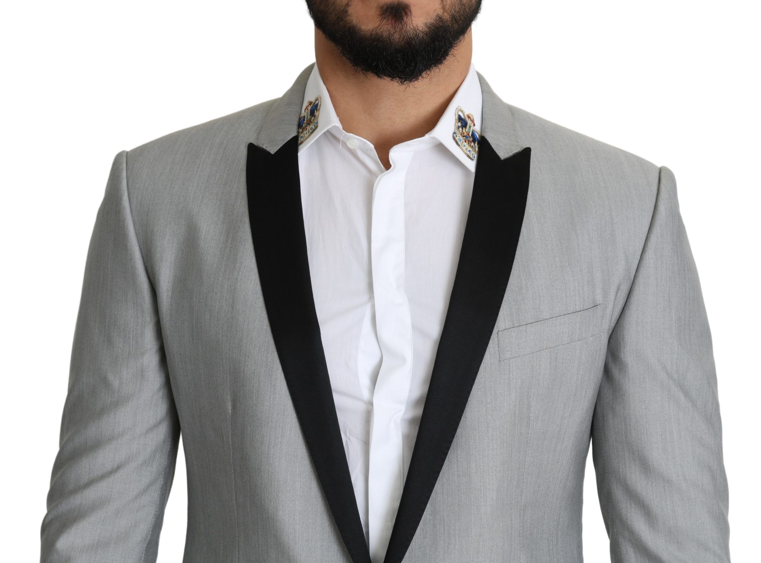 1456400.jpg Elegant Silk Blend Light Gray Blazer - Image 4