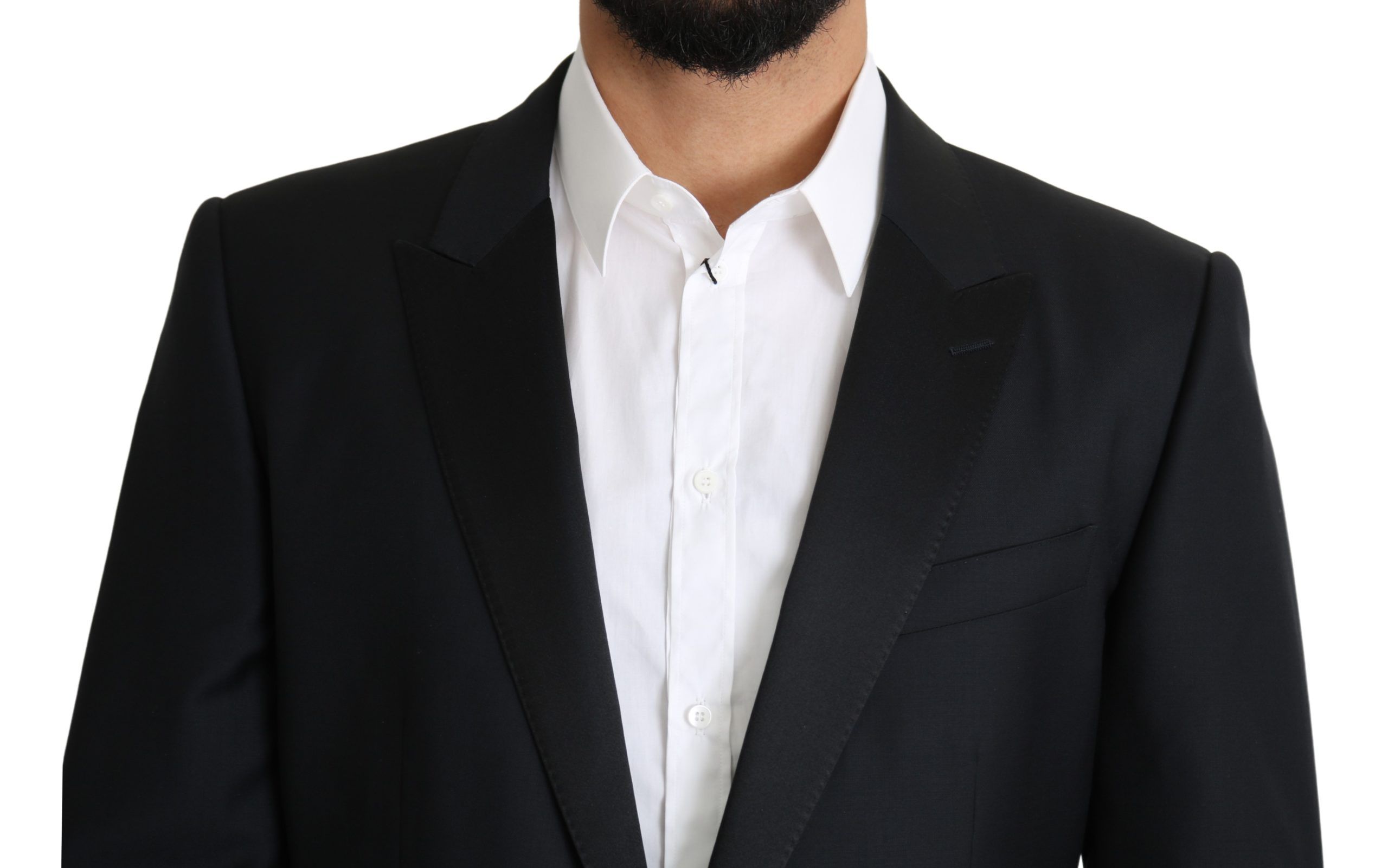 1456443.jpg Elegant Black Virgin Wool Silk Blend Blazer - Image 4