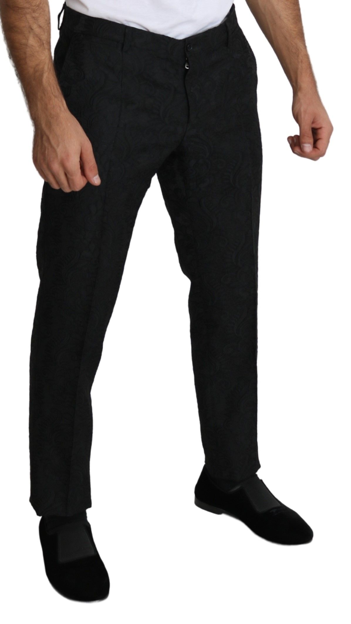 1456624.jpg Elegant Floral Brocade Dress Trousers - Image 3