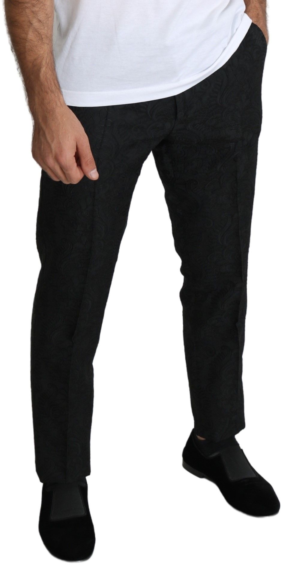 1456625.jpg Elegant Floral Brocade Dress Trousers - Image 4