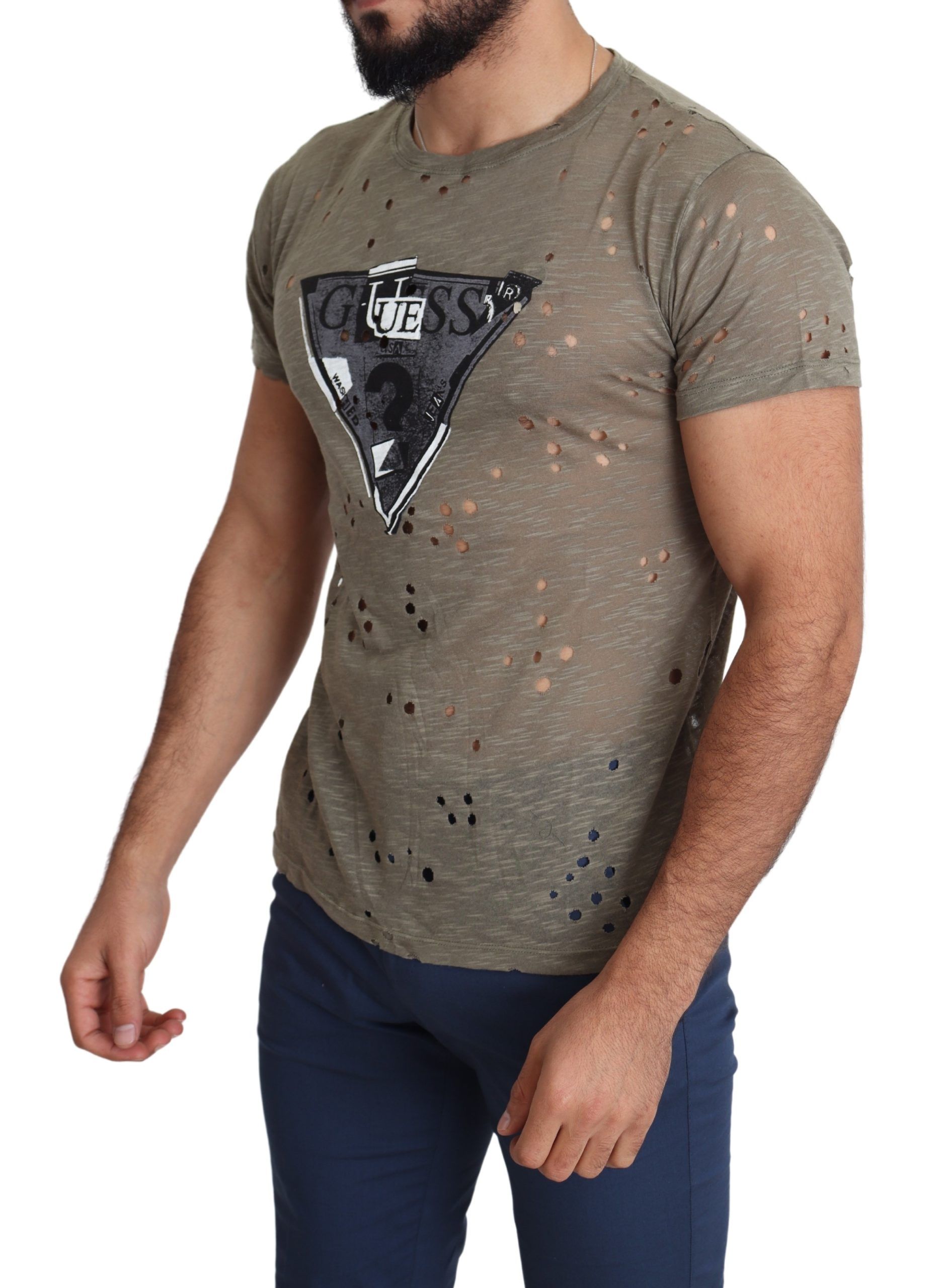 1458623.jpg Chic Brown Cotton Stretch T-Shirt - Image 2
