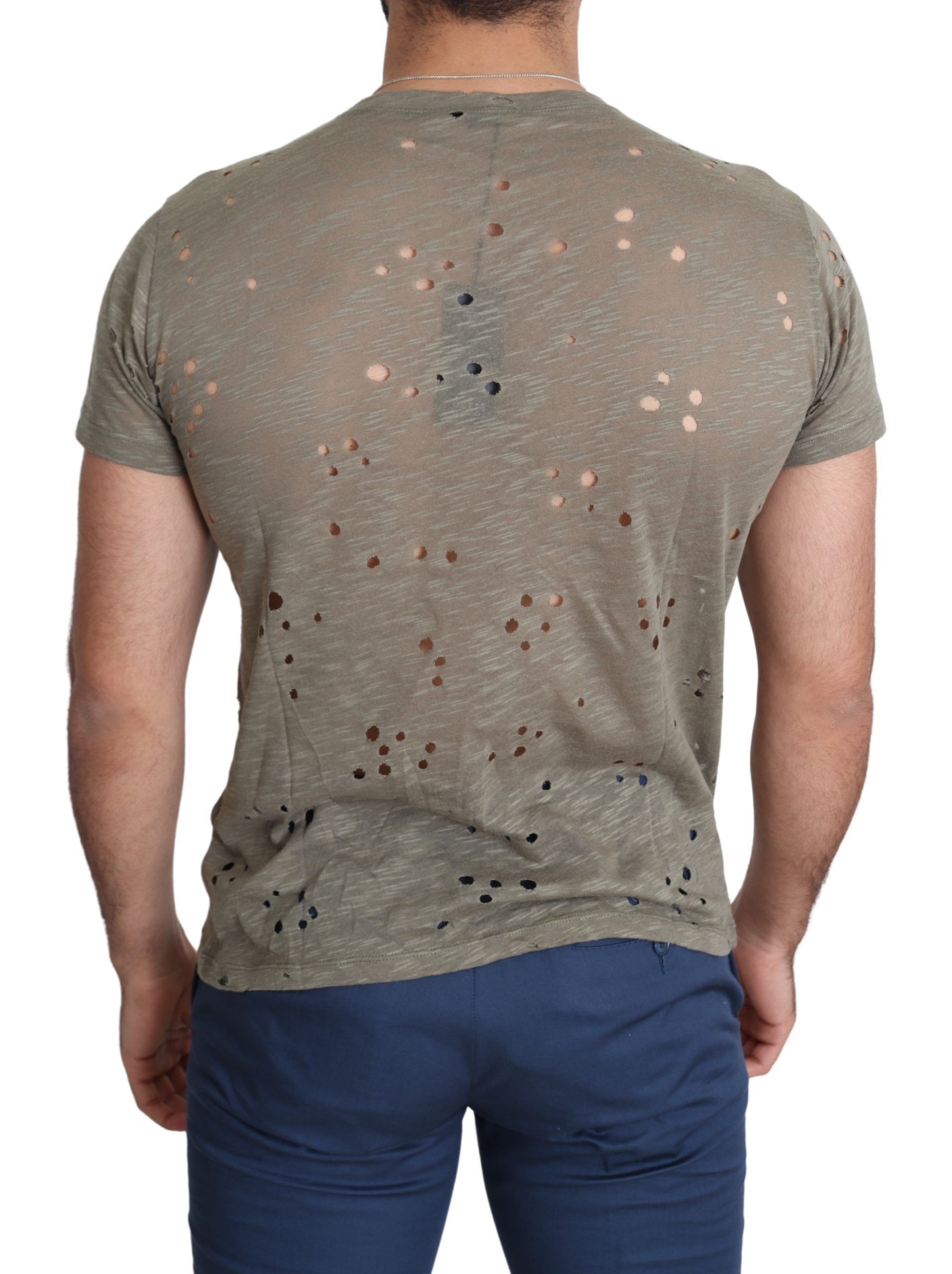 1458624.jpg Chic Brown Cotton Stretch T-Shirt - Image 3