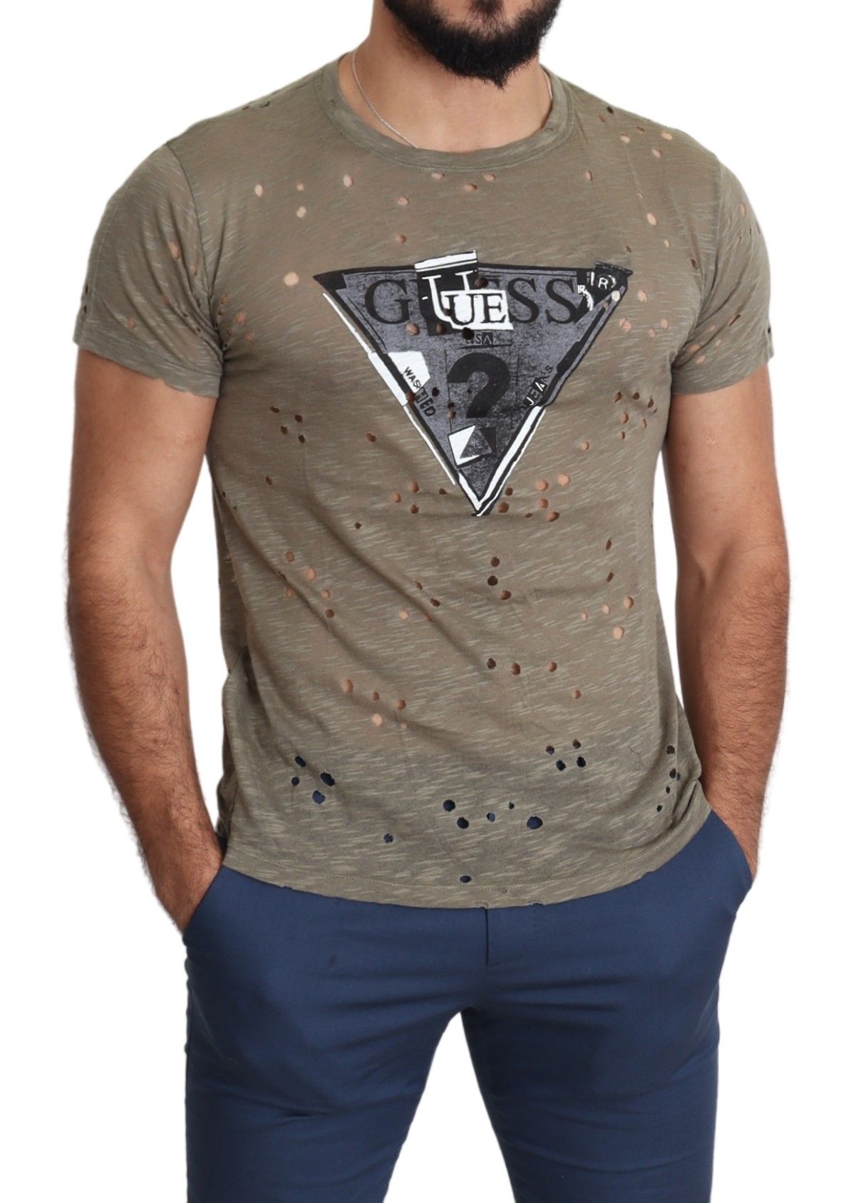 1458626.jpg Chic Brown Cotton Stretch T-Shirt - Image 5